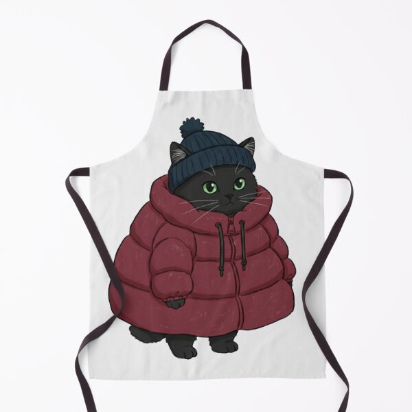 Item preview, Puffer Jacket Black Kitten Red designed and sold by trutut.
