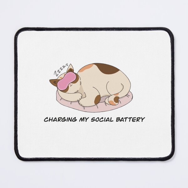 Item preview, A sleeping cat charging its social battery designed and sold by ThatlilVoice.