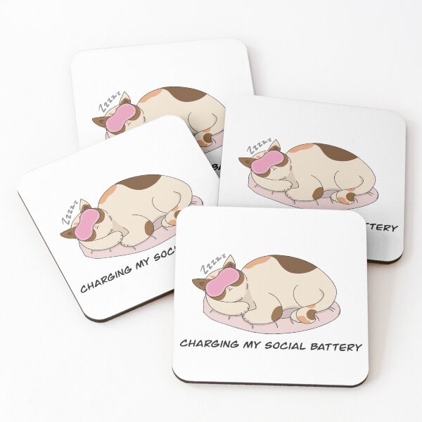 Item preview, A sleeping cat charging its social battery designed and sold by ThatlilVoice.