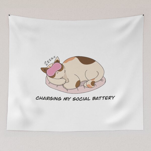 Item preview, A sleeping cat charging its social battery designed and sold by ThatlilVoice.