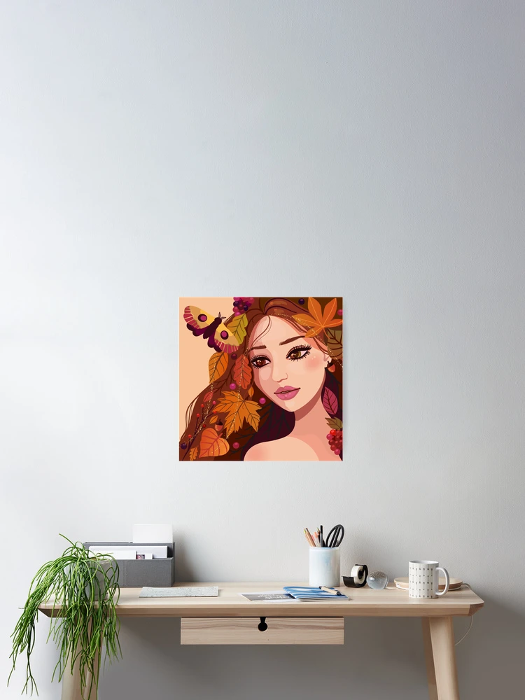 Thumbnail 2 of 3, Poster, Fall Lady designed and sold by AnaMariaCreates.