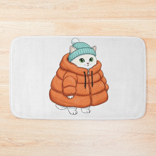 Item preview, Puffer Jacket White Kitten Orange designed and sold by trutut.