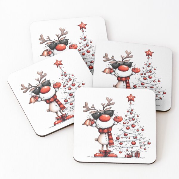 Item preview, Cool Reindeer & White Tree with Red Ornaments designed and sold by QuietBloom80.