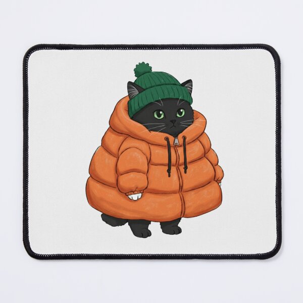 Item preview, Puffer Jacket Black Kitten Orange designed and sold by trutut.