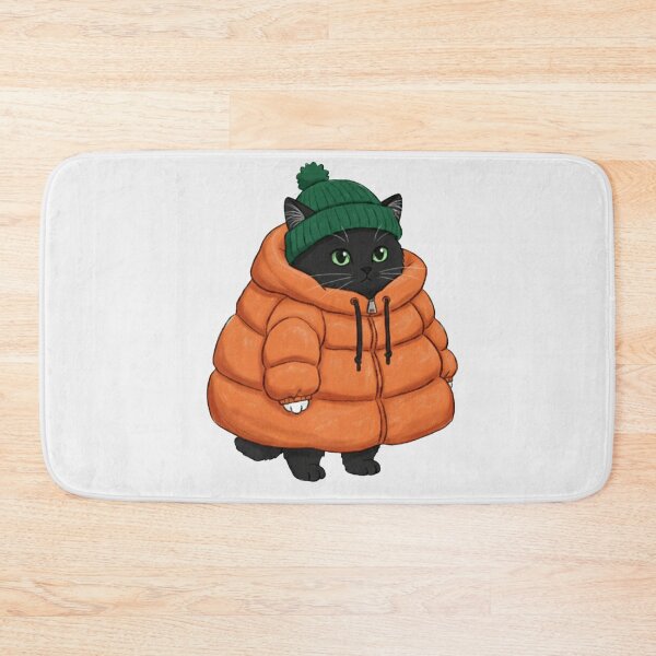 Item preview, Puffer Jacket Black Kitten Orange designed and sold by trutut.