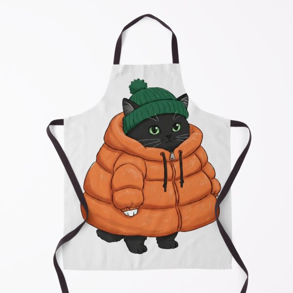Item preview, Puffer Jacket Black Kitten Orange designed and sold by trutut.