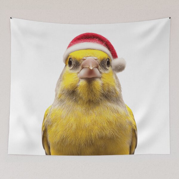 Item preview, Canary Bird with Santa Hat – The Golden Voice of Christmas designed and sold by LazyOwlStore.