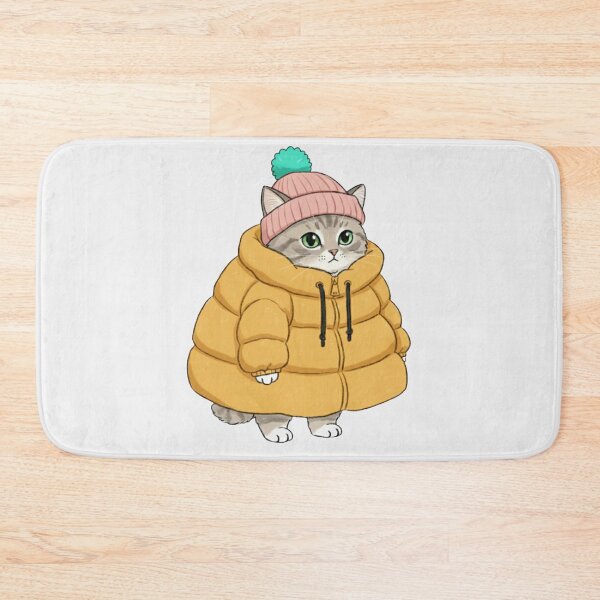 Item preview, Puffer Jacket Gray Kitten Yellow designed and sold by trutut.