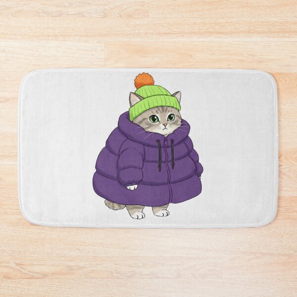Item preview, Puffer Jacket Gray Kitten Purple designed and sold by trutut.