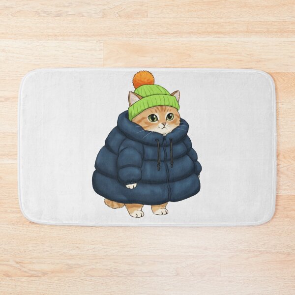 Item preview, Puffer Jacket Orange Kitten Blue designed and sold by trutut.