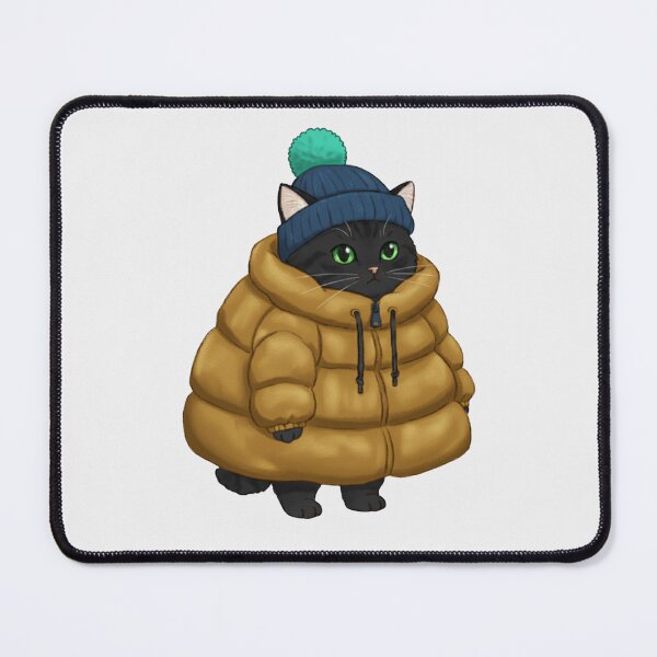Item preview, Puffer Jacket Black Kitten Yellow designed and sold by trutut.