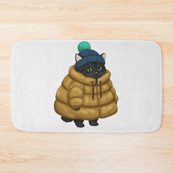 Item preview, Puffer Jacket Black Kitten Yellow designed and sold by trutut.