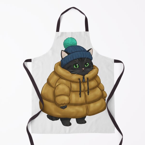 Item preview, Puffer Jacket Black Kitten Yellow designed and sold by trutut.