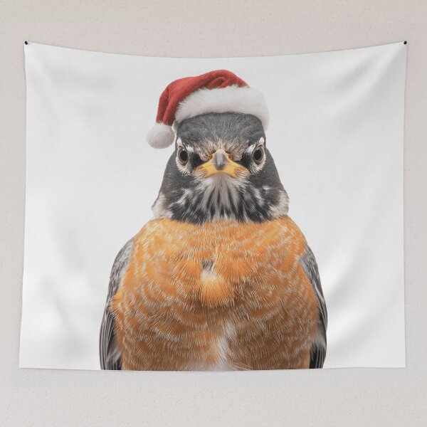 Item preview, American Robin with Santa Hat – The Winter Songbird of Christmas designed and sold by LazyOwlStore.