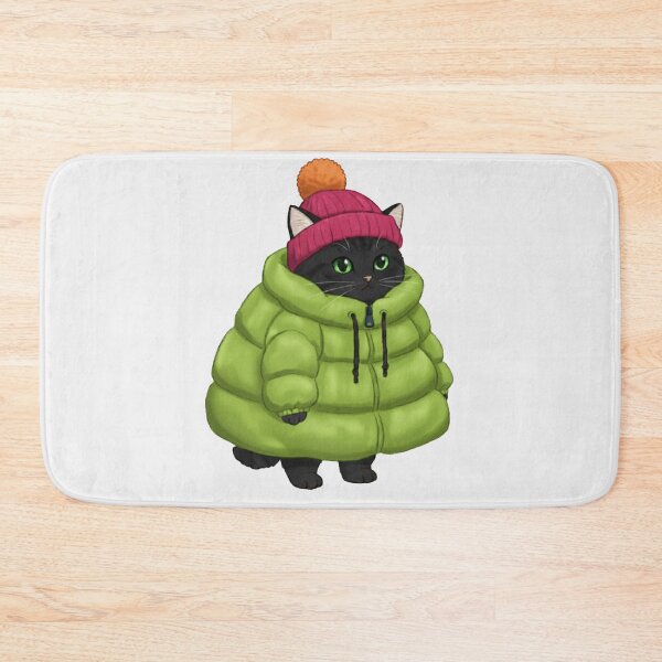Item preview, Puffer Jacket Black Kitten Green designed and sold by trutut.