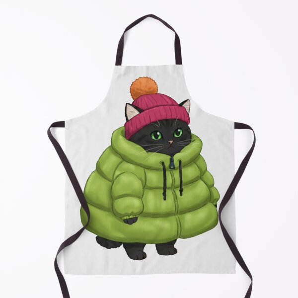 Item preview, Puffer Jacket Black Kitten Green designed and sold by trutut.