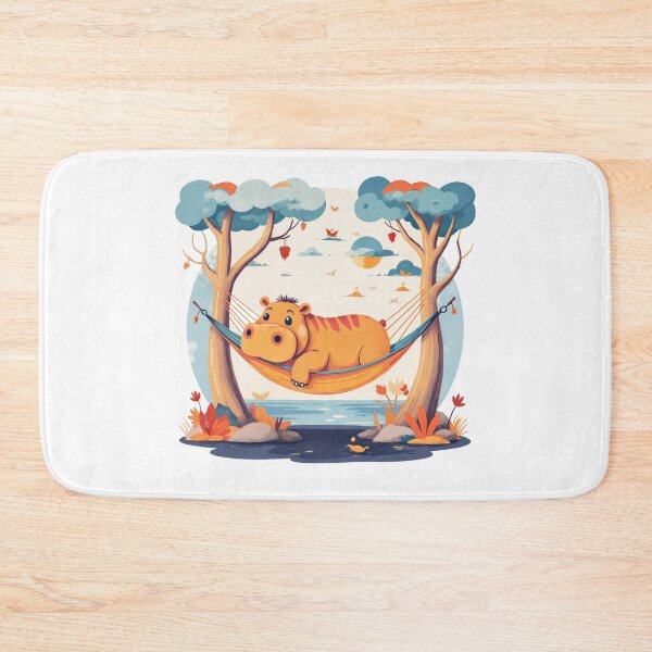 Item preview, Sunset Siesta: Relaxed Hippo in a Hammock designed and sold by ForeverPrintsOK.