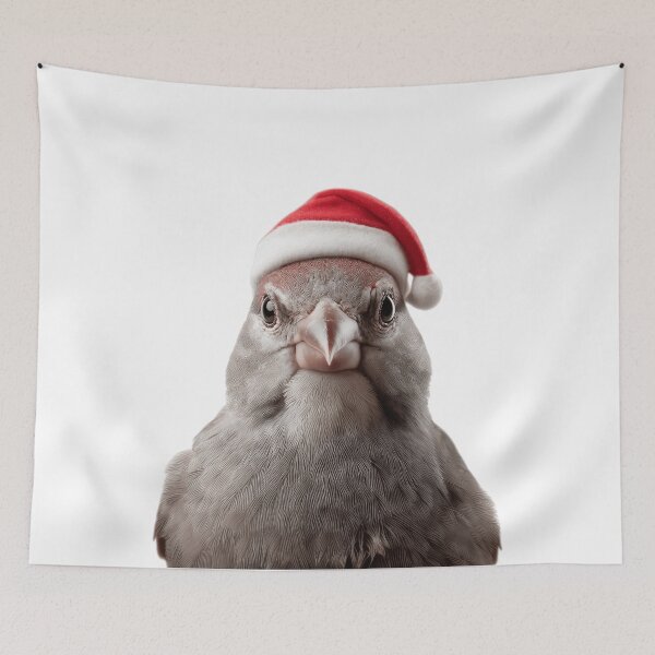 Item preview, Finch bird with Santa Hat – The Tiny Songbird of Christmas Joy designed and sold by LazyOwlStore.