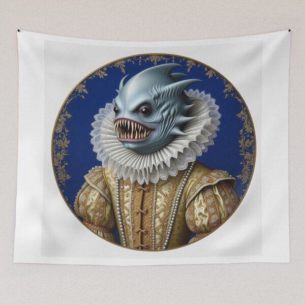 Item preview, Lord Bit'leh a creepy citizen of Innsmouth lovecraftian Deep Ones painting horror art designed and sold by Vintage Designs +.