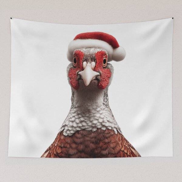 Item preview, Christmas Pheasant bird with Santa Hat  designed and sold by LazyOwlStore.