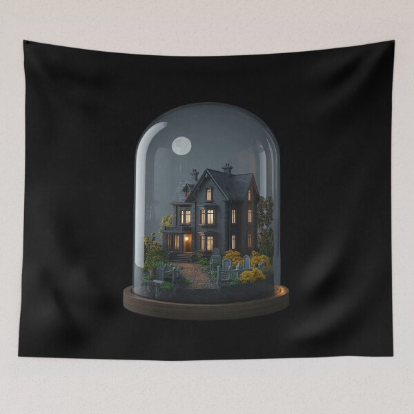 Item preview, Haunted Gothic House Cloche Jar Dark Aesthetic designed and sold by RansomFlatley.