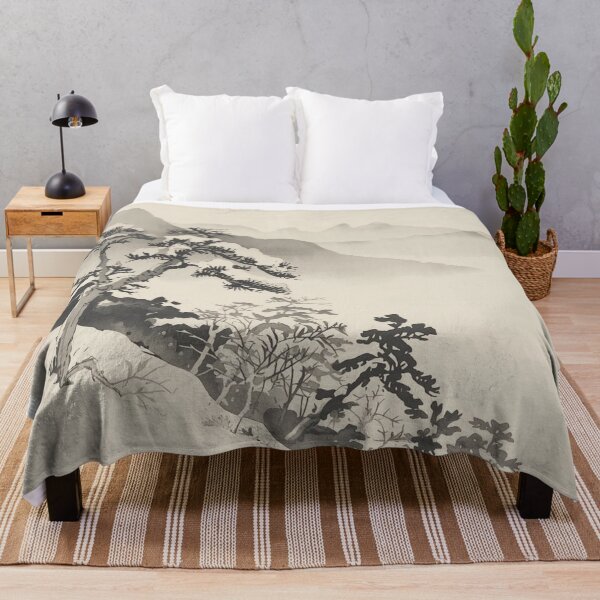 Item preview, Whispering Pines of Winter – Ukiyo-e Snow Landscape in Indigo and Ivory designed and sold by Vandy Fullam.