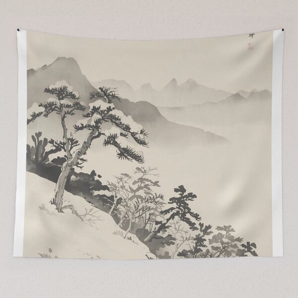 Item preview, Whispering Pines of Winter – Ukiyo-e Snow Landscape in Indigo and Ivory designed and sold by Vandy Fullam.