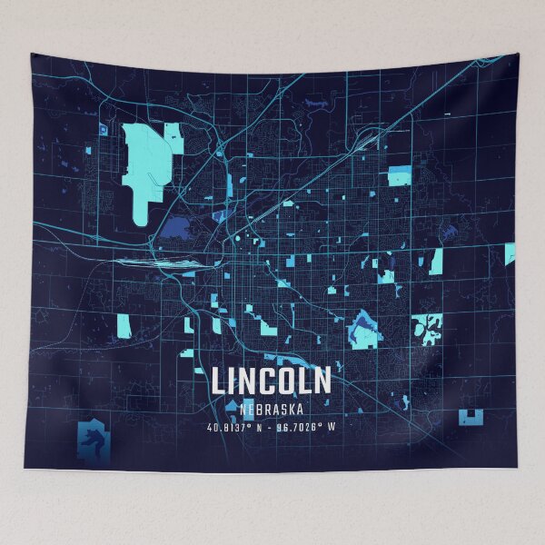 Item preview, Lincoln Midnight City Map designed and sold by HomeLivingCo.