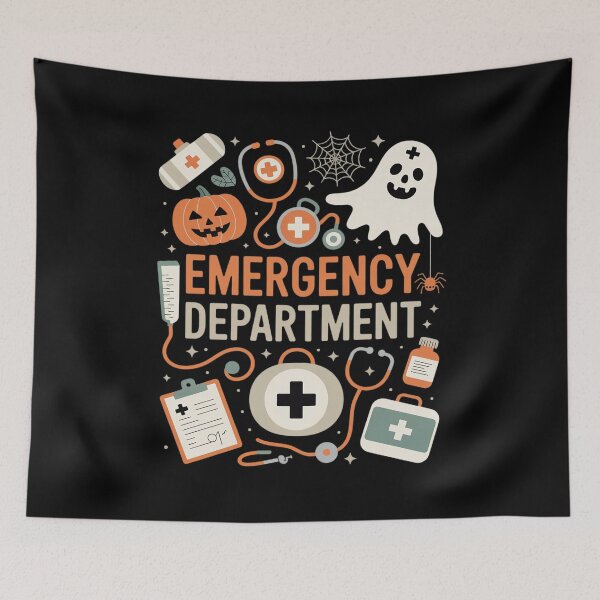 Item preview, ER Nurse Shirt Halloween ER Boo Crew Emergency Department designed and sold by FranzFriesen.