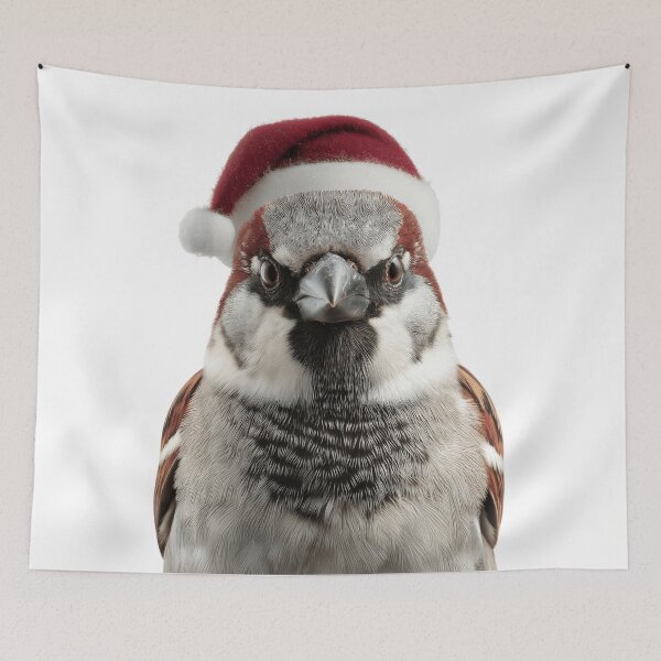 Item preview, Christmas Sparrow bird with Santa Hat designed and sold by LazyOwlStore.