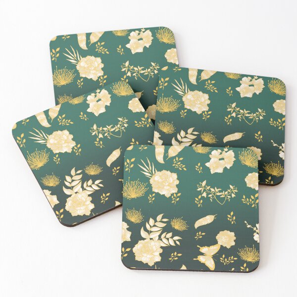 Item preview, Garden in golden tones on Dark Emerald combination of gold and green designed and sold by Martapp.