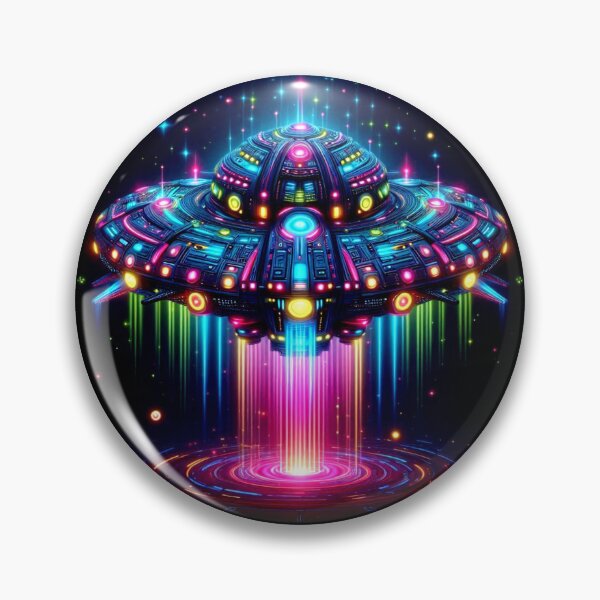 Artikelvorschau, Buntes mystisches Fantasy-Neon-Raumschiff entworfen und verkauft von Dogandesighn.