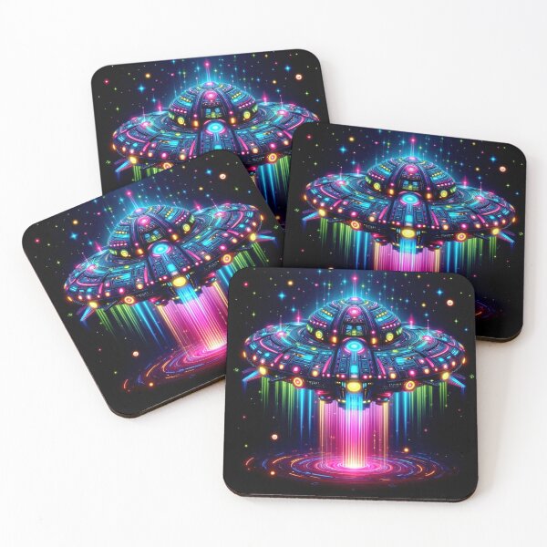 Item preview, Colorful mystic fantasy neon spaceship  designed and sold by Dogandesighn.