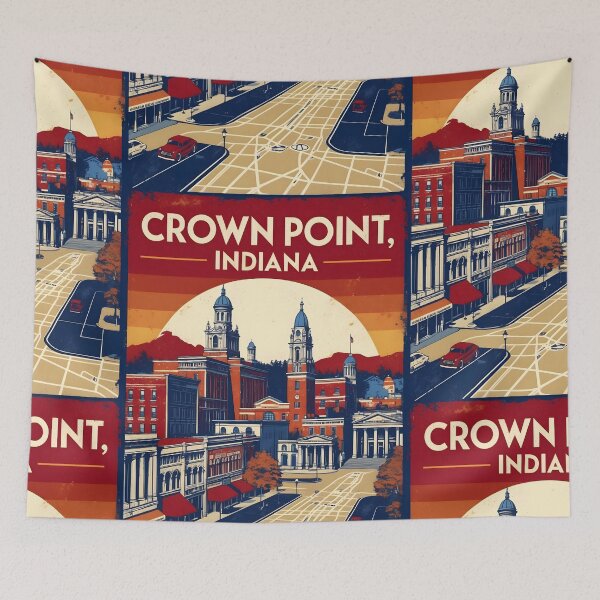 Item preview, Crown Point Indiana 1950s USA Vintage Travel Tourism designed and sold by TravelersGems.