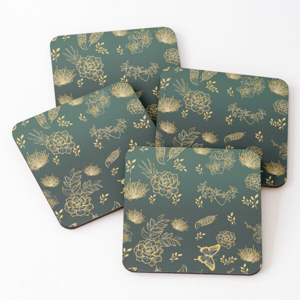 Item preview, Golden Garden in Dark Emerald combination of gold on green designed and sold by Martapp.