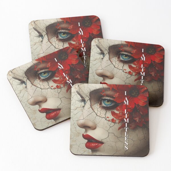 Item preview, I Am Limitless – Surreal Portrait of a Woman with Blue Eyes and Red Flowers designed and sold by Boski22.
