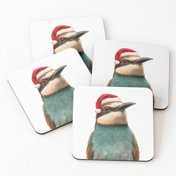 Item preview, Christmas Bee-Eater bird with Santa Hat designed and sold by LazyOwlStore.