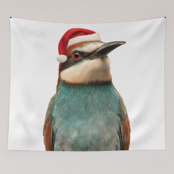 Item preview, Christmas Bee-Eater bird with Santa Hat designed and sold by LazyOwlStore.