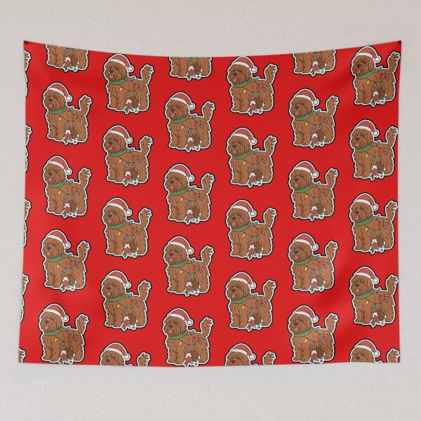 Item preview, Briard Christmas Lights – Berger de Brie in Santa Hat designed and sold by GoodyPaws.