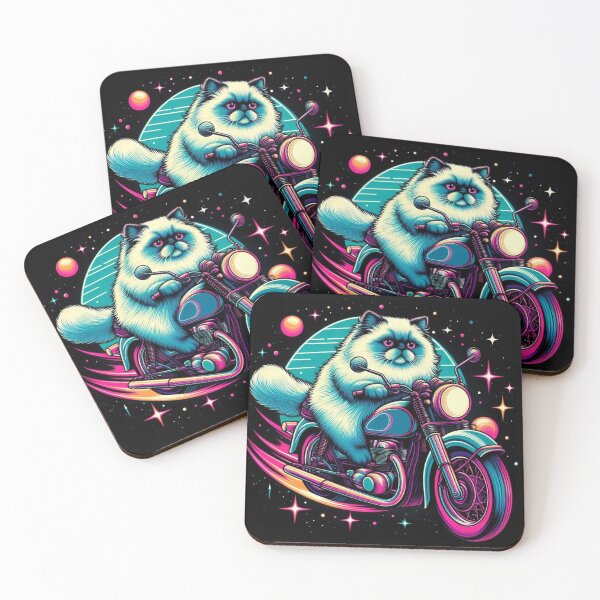 Item preview, "Cosmic Cat Rider – Neon Motorcycle Adventure in Space" designed and sold by Dogandesighn.