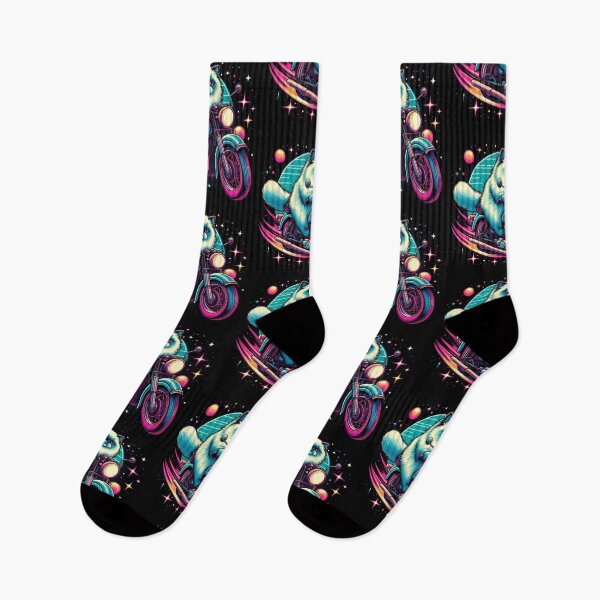Item preview, "Cosmic Cat Rider – Neon Motorcycle Adventure in Space" designed and sold by Dogandesighn.