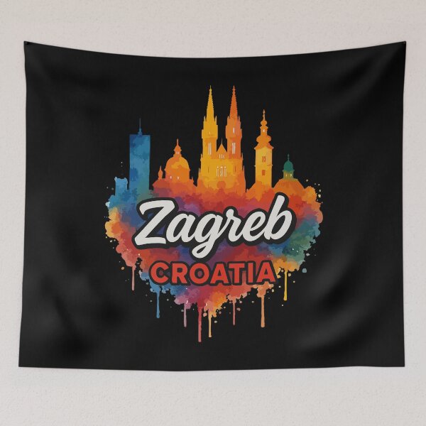 Item preview, Zagreb Croatia Skyline Watercolor designed and sold by TomFrontierArt.