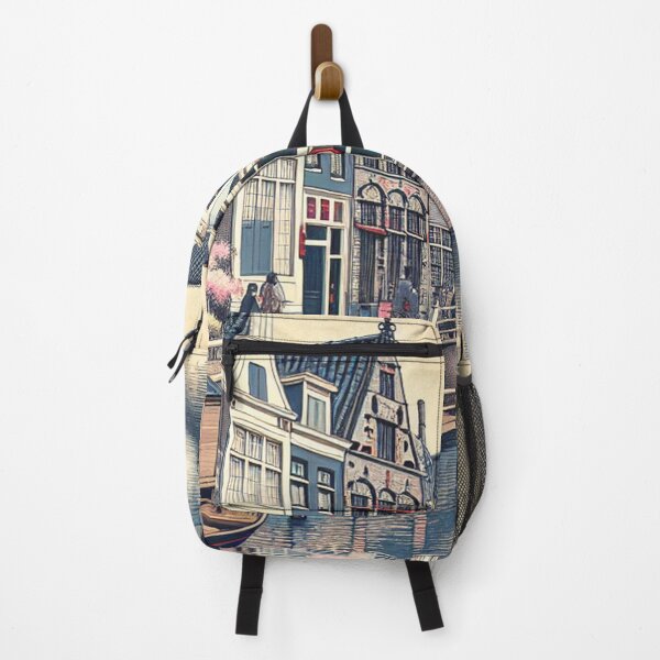 Item preview, Ukiyo-e Woodblock Print of Amersfoort, Netherlands – Edo-Style Japanese Cityscape with Cherry Blossoms designed and sold by Vandy Fullam.