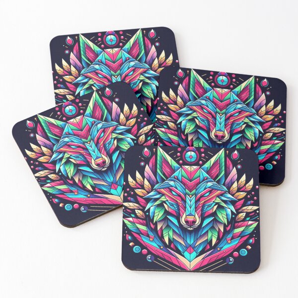 Item preview, Colorful geometric mystic wolf  designed and sold by Dogandesighn.