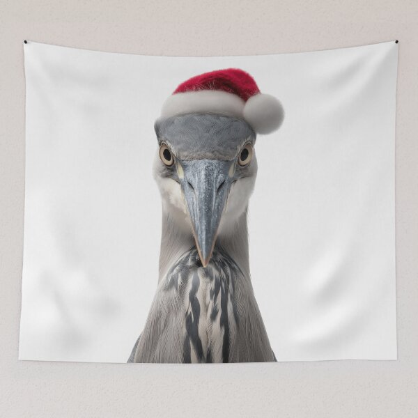 Item preview, Christmas Heron bird with Santa Hat designed and sold by LazyOwlStore.