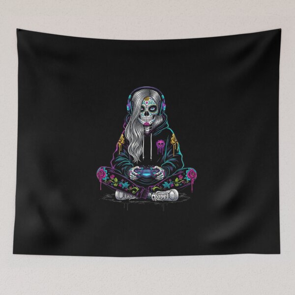 Item preview, Skeleton Gamer Girl | Sugar Skull Gamer Art – Gothic Cute Aesthetic designed and sold by ColorSplash123.