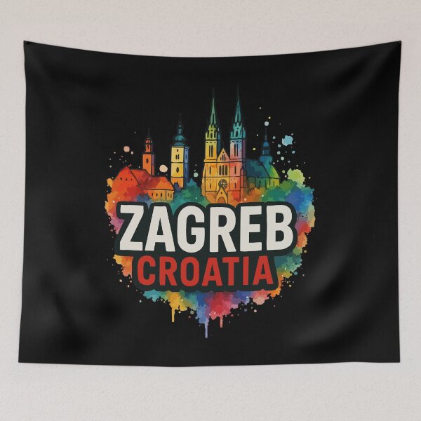 Item preview, Zagreb Croatia Skyline Watercolor Travel designed and sold by TomFrontierArt.