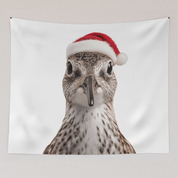 Item preview, Christmas Sandpiper bird with Santa Hat designed and sold by LazyOwlStore.