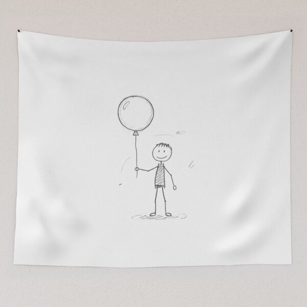 Item preview, Stick Figure with Balloon – Simple Whimsical Art designed and sold by Kavya Art.
