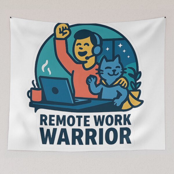 Item preview, Remote Work Warrior – Home Office Hero designed and sold by StickyGuys.